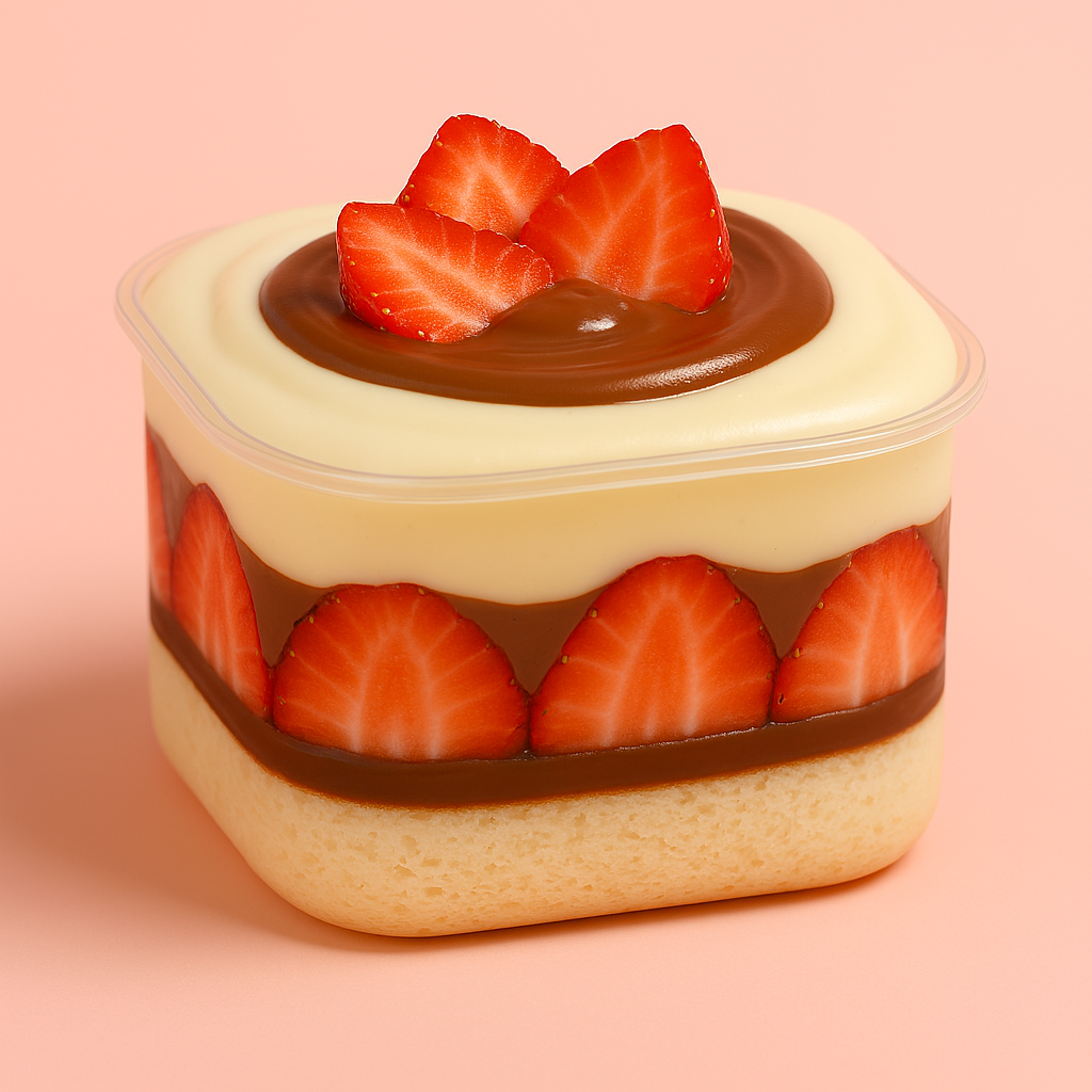 Bolo no pote sabor ninho com morango, creme e Nutella